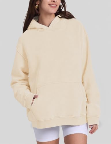 Image of FAIABLE Womens Oversized Acid Wash Hoodie Unisex Heavyweight Fleece Cotton Hoodies Vintage Washed Sweatshirt for Women