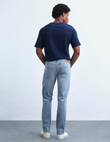 Image of Flying Machine Men's Slim Straight Fit Jeans| Solid | High Rise | Stretchable | Jeans for Man
