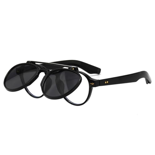Lunettes de soleil ovales double pont aux finitions rivets punk haut de gamme