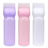3 Pack Root Comb Applicator Bottle 6 oz, Applicator Bottle for Hair Dye Bottle Applicator Brush with Graduated Scale