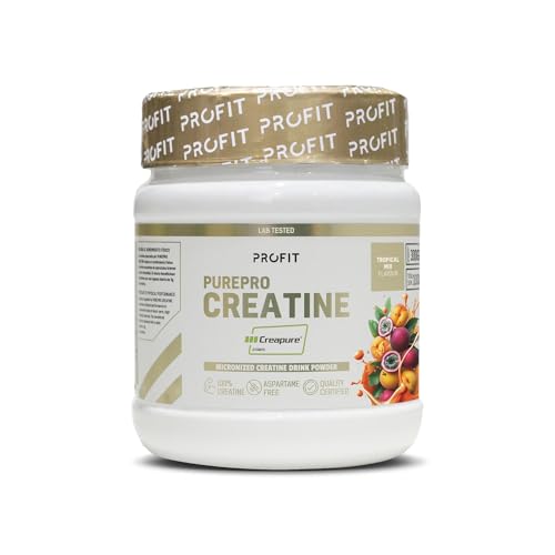 PROFIT - PurePRO Creatine (Creapure®) - Creatina pura para mejorar el rendimiento, la fuerza y la masa muscular - Con gran biodisponibilidad (300 gr, Tropical Mix)
