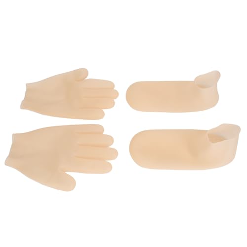 Jauarta Moisturizing Gel Gloves Socks Silicone Exfoliation Hydrating Gel Gloves Sock for Foot Care Skin Color