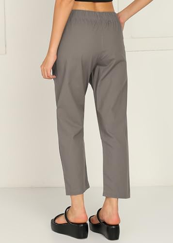 Image of Alan Jones Clothing Womens Mid Rise Cotton Relaxed Ankle Pants | 100% Cotton