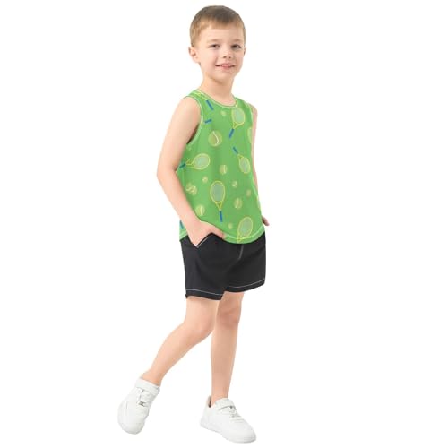 J JOYSAY Cartoon Tennis Light Green Boys Tank Top Sleeveless Muscle Shirts Quick Dry Workout Active Sport Kids T-Shirts 3-15T4