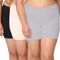 Adira | Cycling Shorts for Women | Shorts Under Dresses for Women | Shorts for Women | Protects Privacy Under School Uniform & Dresses | Plus Size | Pack of 3 | Skin, Black, Grey | 7XL
