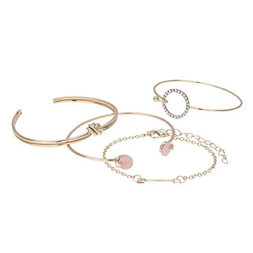 Alloet Conjunto de 4 pulseiras, redondas de cristal, corrente com flecha, presente para mulheres 60.