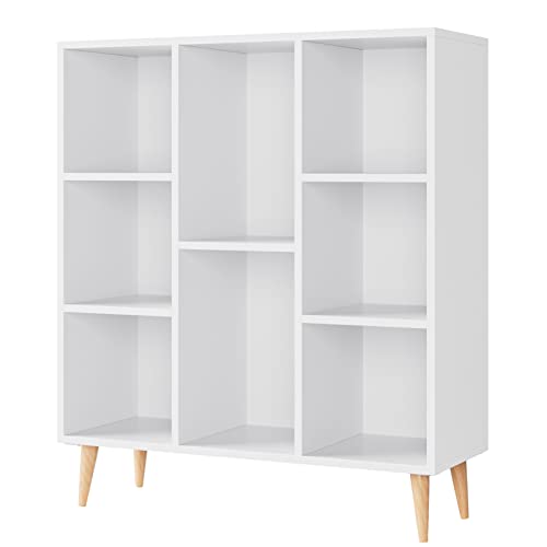 Itusut Floor Display Cabinet, Open Shelf Bookcase With Legs, 8 Cube Storage Organizer, Home Office Furniture Bookcase, Side Cabinet For Small Space, Bedroom, Living Room, Office #TOP7