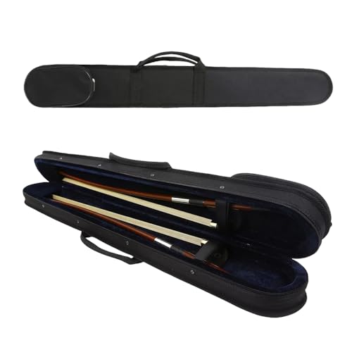 Vetimobato Upright Double Bass Bow Case Hold 1 or 2 pcs French German Bass Bow Box Hard Case Protect Your Bow with Shoulder Strap (Wood Frame with 600D Nylon Exterior Hold 2 Bows)