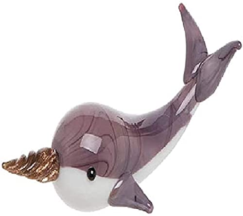 Beachcombers B22485 Mini Purple Glass Narwhal Figurine, 1.02-inch High