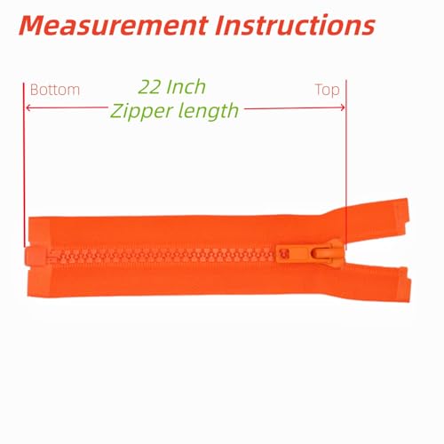 Image of YaHoGa 2PCS #5 22 inch Separating Jacket Zippers for Sewing Coats Jacket Zipper Replacement Plastic Zippers Bulk (22 inch Orange Red)