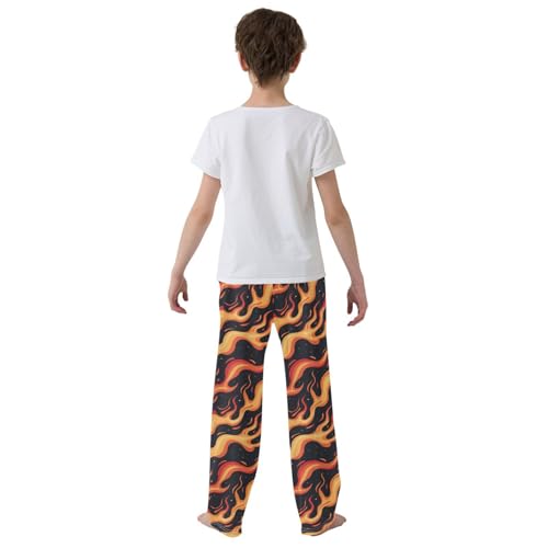 Pajama Bottoms, Cartoon Fire Flame Pattern Sleeping Pant Lounge Wear Pajamas Long Pants Sleepwear Pjs3