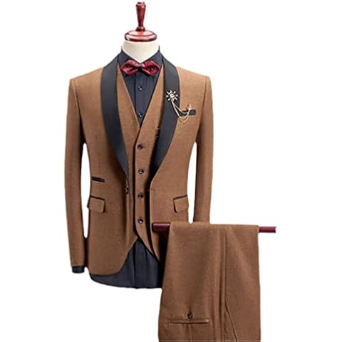 Lmtossey Men's High-End Business Slim Thick Color 3-Piece Suit Jacket Vest Pants/Wedding Reception Gentleman's Blazer Cover