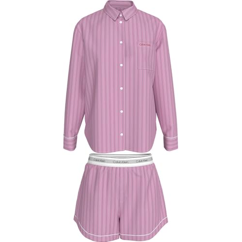 Calvin Klein V Day Poplin Set Lv00Qs7581 Conjunto, Pink (19471 Trail Stripe+Pink Essence), S para Mujer