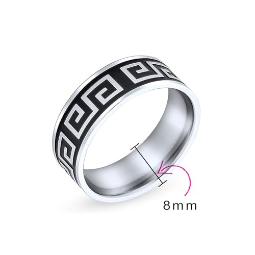 Anillo geométrico de acero inoxidable texturizado de alta gama 5