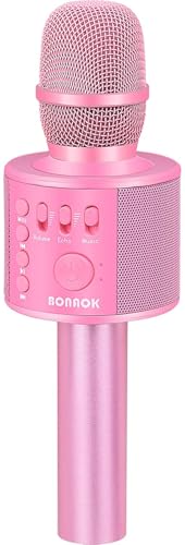 Image of BONAOK Wireless Bluetooth Karaoke Microphone,3-in-1 Portable Handheld Karaoke Mic Speaker Machine Home Party Birthday for All Smartphones PC(Q37 Pink)