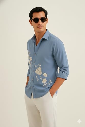 Image of Lymio Men Shirt | Premium Embroidered Shirt for Men | Long Sleeve Slim Fit Casual Shirts for Men | Trendy Wedding & Festive Ready (Packs Also Available) (01-04)