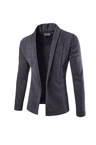 Cárdigan para Hombre con Cuello Largo, Elegante, Abierto Bufanda, Suéter, Cuello, Moda, Vintage Color Sólido, Manga Larga, Abrigo, Prendas De Vestir Exteriores (Color : Grau, Size : L)