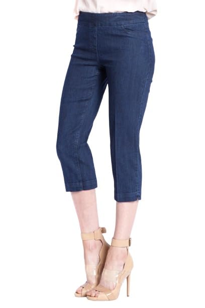 SLIM-SATION Women's Standard Wide Band Pull on Straight Leg Capri with Tummy Control2