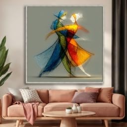 Lienzo abstracto de baile de tango que evoca la pasión del arte figurativo en casa 3
