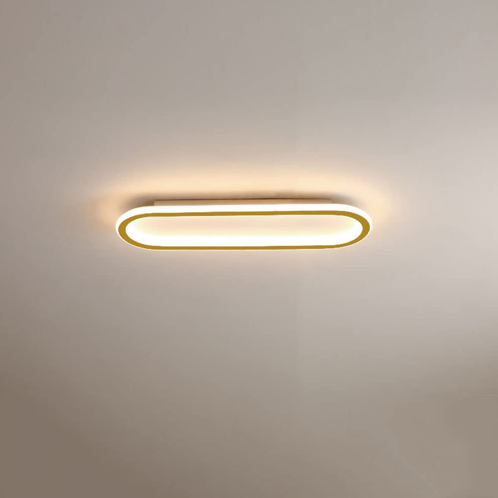 prostokątna lampa sufitowa LED do montażu podtynkowego - nowoczesny liniowy złoto-czarny design do łazienki, kuchni, jadalni, przedpokoju, biura, korytarza, werandy