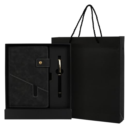 CRITIVE-SHOP Cuir Carnet De Notes Coffret Cadeau, Carnet De Notes A5 Vintage avec Stylo Boîte-Cadeau Sac, Carnet Personnalisé Classique Business Quotidien,...