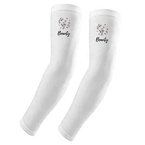 Gants pour dessin fleurs blanches anti-UV protection solaire main