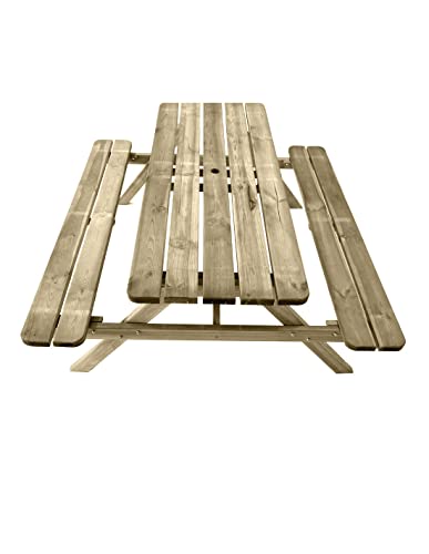 Jardin202 - Mesa de Picnic para 6-8 Adultos Resistencia | Comedero de Madera para Exterior | 177 x...