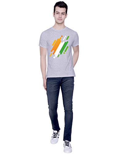 Image of Graphic Printed T-Shirt for Unisex Indian Tricolor Creative Artwork Tshirt | Casual Half Sleeve Round Neck T-Shirt | 100% Cotton | D00049-13