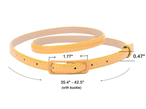 Selighting Women's Solid Color Faux Leather Skinny Belts for Dresses (One Size, Yellow)2