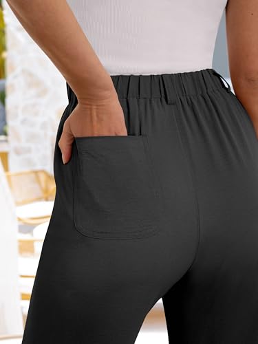 ANRABESS Women's Pants Wide Leg Elastic Waist Casual Cropped Palazzo Pants 2025 Beach Vacation Summer Trousers with Pocket4