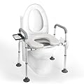 Raised Toilet Seat with Handles - Cozy Padded, Adjustable Height, Heavy Duty 350lb Riser for Seniors, Elderly, Disabled, Handicap - FSA/HSA Eligible, Safety Frame, Fits Any Toilet
