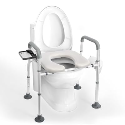 Raised Toilet Seat with Handles - Cozy Padded, Adjustable Height, Heavy Duty 350lb Riser for Seniors, Elderly, Disabled, Handicap - FSA/HSA Eligible, Safety Frame, Fits Any Toilet