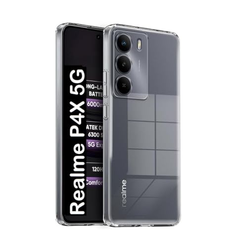 Image of COVERBLACK Soft Rubber Silicon Clear Case Back Cover Compatible for Realme P4x 5G - Transparent