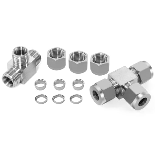 Image of ChillWaves 304 Stainless Steel Tee Compression Tube Fitting, 3 /4 inch OD x 3 /4 inch OD x 3 /4 inch OD Compression Union Connector(1-PACK)