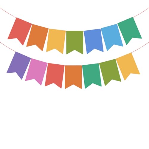 Image of Party Propz Multicolor Holi Banner - 1 Pc, (14 Flags) 34 inch Multicolor Banner for Decoration, Holi Decoration Items for Home, Outdoor, Office, Holi Decoration Items for Party (Cardstock)