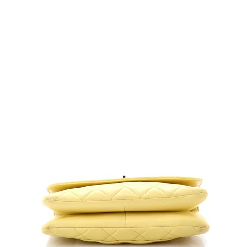 Pre-Loved Trendy CC Flap Bag Quilted Lambskin Medium, Yellow4