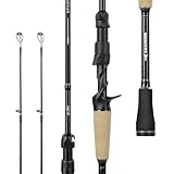 KastKing Spartacus II Plus Twin-Tip Spinning & Casting Rods, IM6 Graphite Blanks, Stainless Steel Frame with Zirconium Oxide Rings, 2-Piece Rods with Extra Tip Section, PTS, No-Slip Grip, Hook Keeper