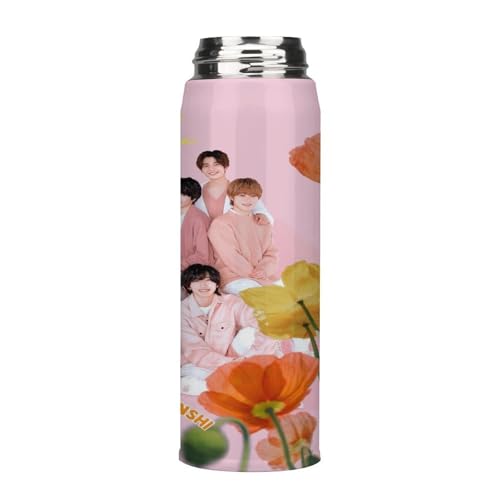 水筒 なにわ男子 西畑 大吾 大西 流星 道枝 駿佑 高橋 恭平 長尾 謙杜 藤原 丈一郎 大橋 和也 LED温度表示 魔法瓶 ウォーターボトル 誕生日 軽量 保温 直飲み 保温する 大容量 水カップ コップ 500ML