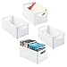 mDesign Juego de 4 cajas organizadoras con asas – Caja de almacenaje para material de oficina – Organizador de escritorio en plástico con múltiples usos para despacho y otras estancias – blanco