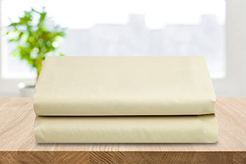 Elegant Comfort 2-Pack Luxury Flat Sheet Premium Hotel Quality Wrinkle and Fade Resistant 1500 Thread Count Egyptian Quality 2-Piece Bed Top Sheet, Full/Queen, Cream