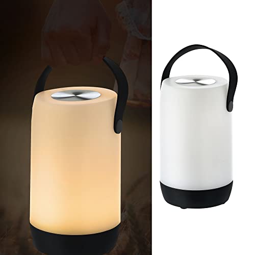 Cepewa Lampe LED avec fonction tactile - Lampe de tente - Hauteur : 19 cm - Noir et blanc - Fonctionne avec batterie - IP44 - Lampe de jardin (1 lampe LED noir/blanc)