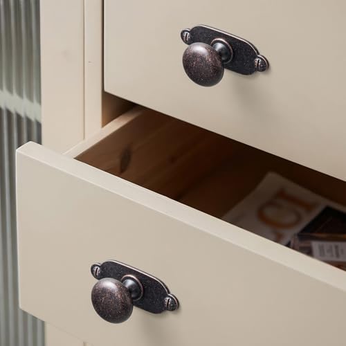Image of Goo-Ki Antique Oil Rubbed Bronze Zinc Alloy Cabinet Large Knob with Backplate - Single Hole Center Cabinet Pull Hardware for Bedroom, Kitchen, 12 Pack(8611-G013)