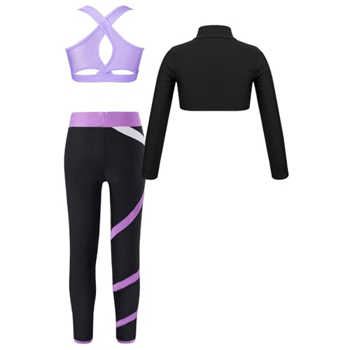 Ensemble sportif fille lavande 13-14 ans avec t-shirt brassière et leggings - 2