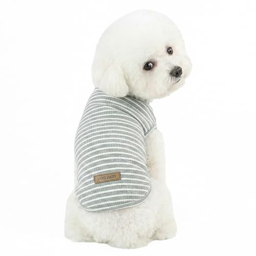 PetGround 犬 服 小型犬 春 夏 秋 冬 小型犬 中型犬 ボーダー シャツ 着せやすい 防寒 伸縮性 かわいい おしゃれ 犬服 (XL, グレー)（Amazon）