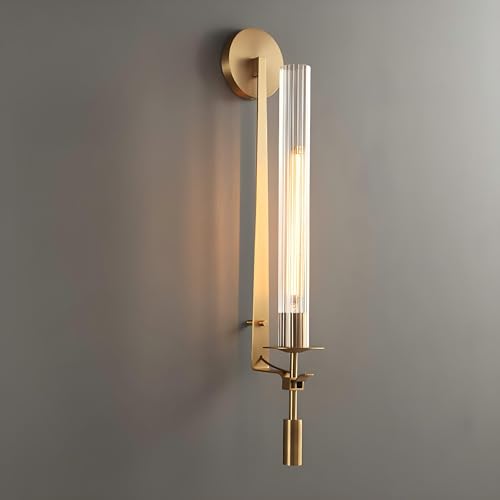 ZeniLife Gold Wall Lamp, Postmodern Brass and Glass Wall Sconce, Wall Light for Living Room Bedroom Bathroom Hallway, 28 Inch, Gold, Pack of 1 by ZeniLife - Used condition - Image 9