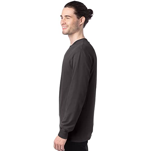 Hanes Originals Long Sleeve Garment Dyed T-Shirt, 100% Cotton Tees For Men, New Railroad Gray #TOP19