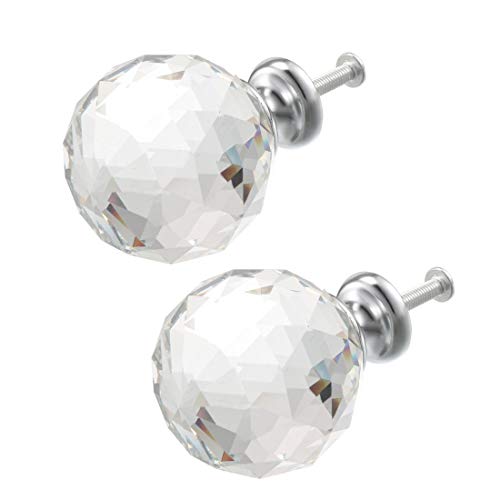 Uxcell Pull Knob 40Mm Dia Zinc Alloy Acrylic Glass Cabinet Pulls Drawer Knobs Silver Tone 2Pcs #TOP25