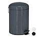 Produktbild Relaxdays Treteimer 5l, Anti-Rutsch Pedal, Inneneimer mit Henkel, Bad Kosmetikeimer, Tretmülleimer, Edelstahl, grau