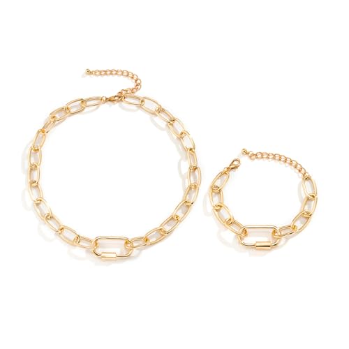 Gold Armbänder für Frauen, Gold Halskette, Schmuckset für Damen, Stern Herz Armband Halskette, Geschenk für Frauen Freundin Mama Mädchen (Satz 1)