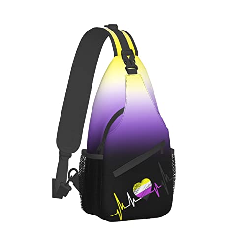 Nonbinary Pride Flag Sling Backpack Multipurpose Chest Bag Hiking Travel Daypack Crossbody Shoulder Bag Outdoor2
